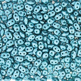 Czech Two-hole Superduo Beads 5.5x2.5 Pastel Aqua 24gram