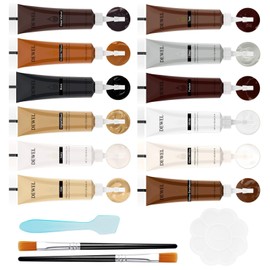 DEWEL Furniture Repair kit, 12 Colors Wood Filler for Scratch Cover, Floor Scratch Remover Stain Marker Set, Touch Up Paint for Wooden Floors Cabinet Tables, Fix Furniture Scratches Cracks Hole