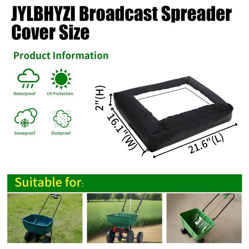 JYLBHYZI Broadcast Spreader Cover with Durable PVC Clear Window,420D Waterproof