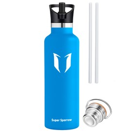 Super Sparrow Stainless Steel Water Bottle -620ml- Vacuum Insulated Metal Water Bottle - Standard Mouth Flask - BPA Free - Ideal Straw Water Bottle for Work, Gym, Travel, Sports