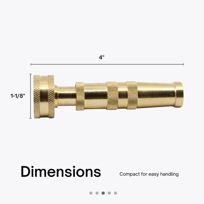Heavy Duty, Solid Brass, 4" Adjustable Twist Water Nozzle