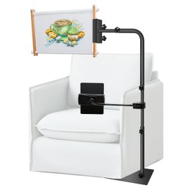 Seekdesi Work Stand Fit For Lowery with Side Clamp, 360° Adjustable Cross Stitch Stand with Phone/ Tablet Holder, Height Adjustable Fits Scroll Rods up to 20"" Wide. Fit for Art Craft Sewing Projects
