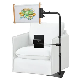 Seekdesi Work Stand Fit For Lowery with Side Clamp, 360° Adjustable Cross Stitch Stand with Phone/ Tablet Holder, Height Adjustable Fits Scroll Rods up to 20"" Wide. Fit for Art Craft Sewing Projects