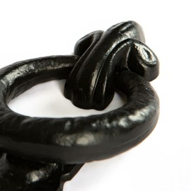 Fleur De LYS Black Antique Ring Door Knocker,Cast Iron Ring Knocker,Traditional Black Ring Front Door Knocker, Rustic Black Iron Door Knocker, Vintage Black Door Knockers for Front Door