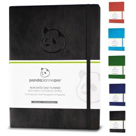 Panda Planner Pro - Best Daily Planner for Happiness & Productivity - 8.5 x 11" Softcover - Undated Day - Guaranteed to Get You Organized - Gratitude & Goals Journal (Black)