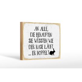 Femer Wooden Sign Saying 12 x 18 cm Der Hare Läuft er hoppelt Decorative Sign