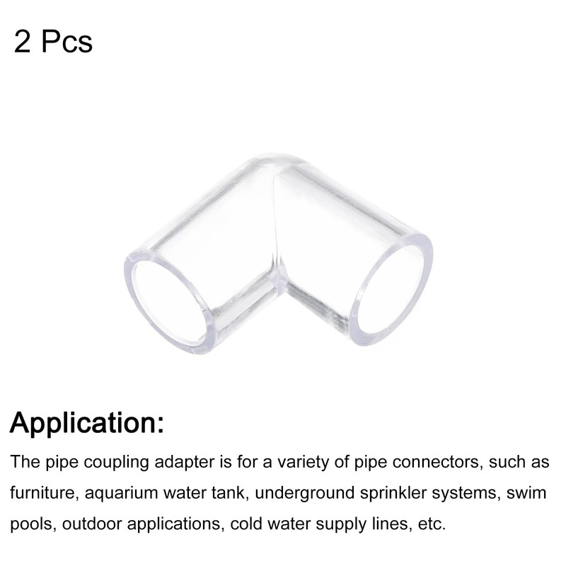 sourcing map 2Pcs Clear Elbow Fitting, 16mm/0.63" 2 Way Acrylic