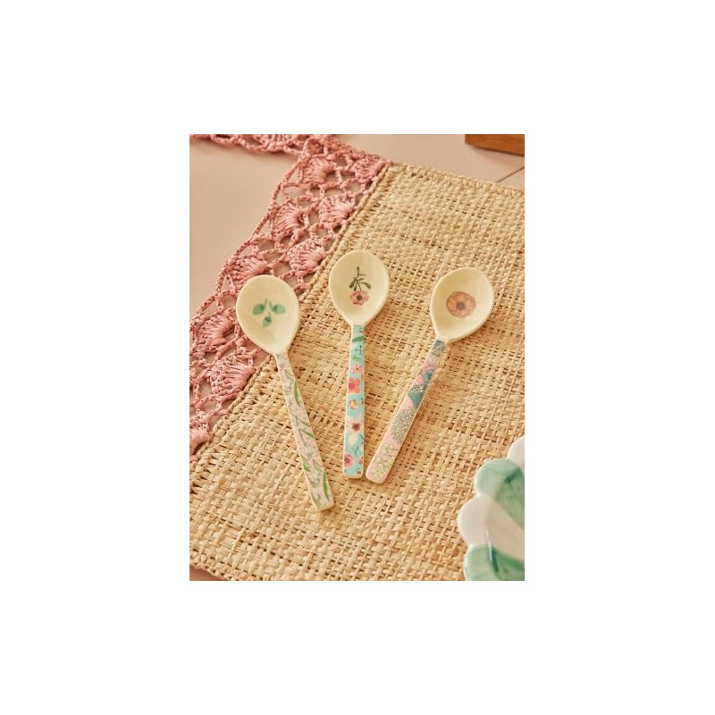 Rice Coffee Melamine Spoon Flower Print Set of 6