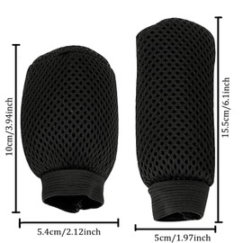 Youzzei Car Gear Knob Cover, Universal Gear Lever Cover + Handbrake Cover, Improved Breathable Fabric, Non-Slip Car Gear Knob 5 Gears, 6 Gears, Black