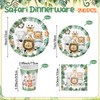 Ziliny 240 Pcs Jungle Safari Animal Paper Plates and Napkins