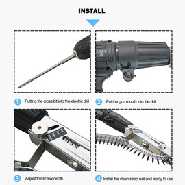 Screw Drill Chain Adapter for Power Drill Gun, Automatic Screw Spike Chain Drill Screw Chain Adapter, Automatic Chain Nail Gun Kit for Electric Drill Attachment Electric Drill Woodworking Tool