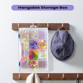 Plastic Storage Box with 10 Compartments, 10 Grids, Transparent Storage Box with Compartments, Plastic Sorting Box, Double Buckle Organiser Box for Accessories, Beads, Jewellery, Earrings