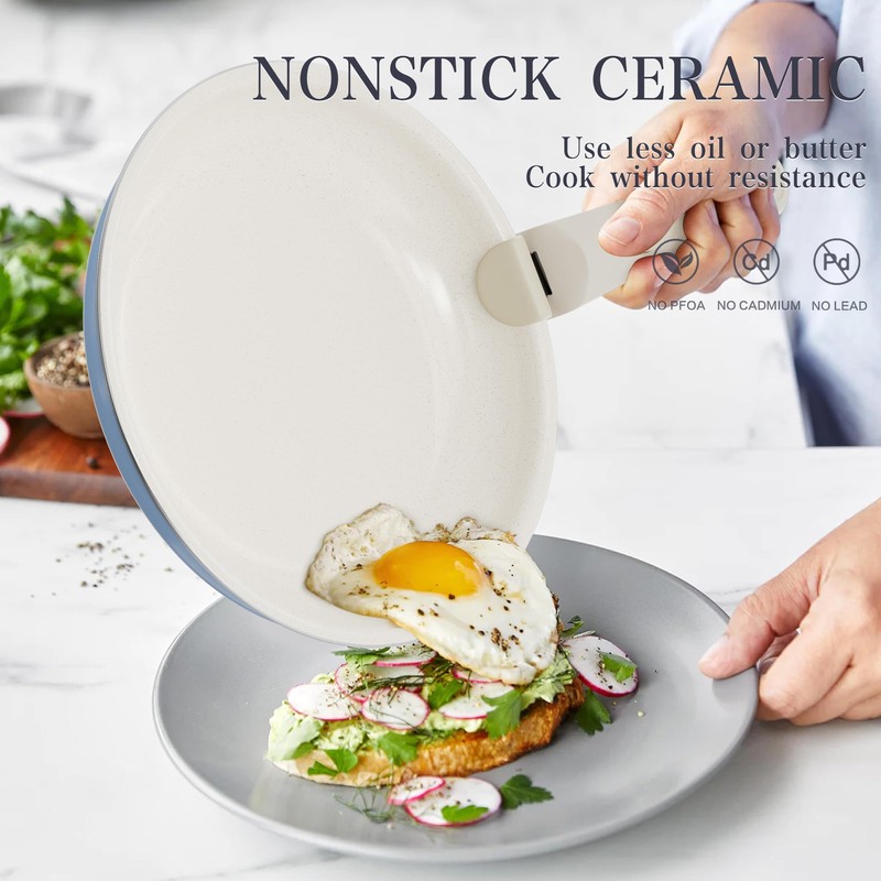 Pots and Pans Set - Ceramic Cookware Set Detachable Handle