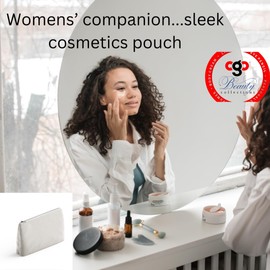 White Makeup Leather Bag for Purse Travel Makeup Pouch Mini Cosmetic Bag for Women, 2 oz