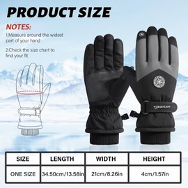 Winter Gloves for Men and Women,Waterproof Touchscreen Winter Snow Gloves for Skiing, Snowboarding, Snowmobiling, Hiking & Extreme Cold Weather Activities (Black, One Size)
