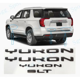 GMC 4PCS GMC 2021-2023 Yukon Yukon XL Doors Rear Matte Black YUKON SLT Emblem Letter