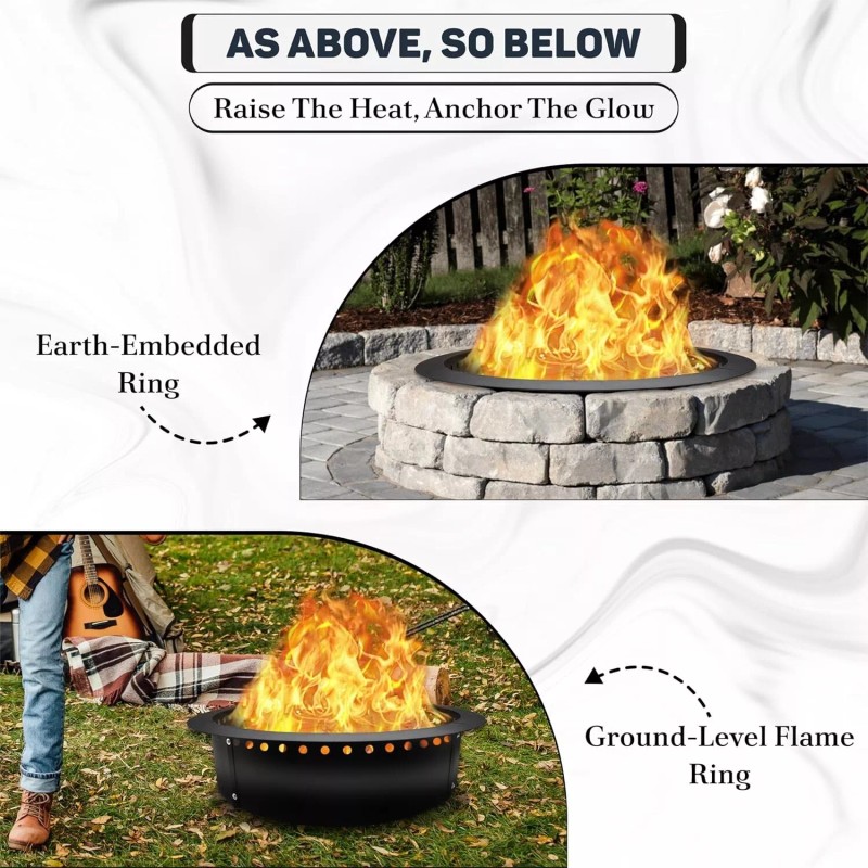 FEBTECH Smokeless Firepit Ring 45" OD & 39" ID for