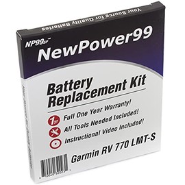 NP99sp Battery Kit for Garmin RV 770 LMT-S with Tools, How-to Video and Extended Life Battery