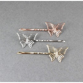 Wholesale Fashion HairClip Hair Clips Set 3 Rose Gold Silver Gold Butterfly Bobby Outline Pins Clip Barrette Hairpin Colored Hair Clips for Women Girls