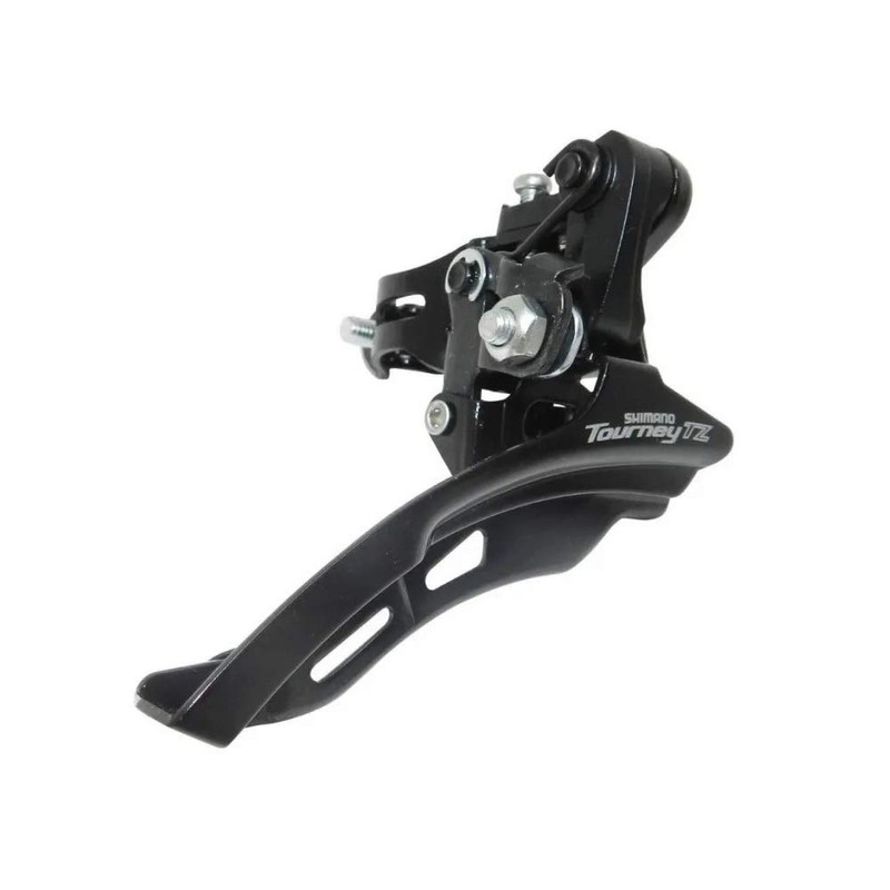 Shimano FD-TZ500 6-speed MTB front derailleur, down swing, top pull,