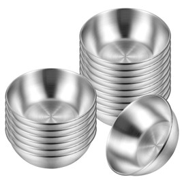 Exclaith 16 Pack Small Stainless Steel Bowl Sauce Dishes 3.5 inch Round Seasoning Dishes Small Sushi Dipping Bowls for Prep Appetizer Plates Set for Kitchen, Reusable and Dishwasher Safe