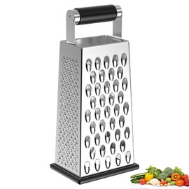 WinGluge 4-Sided Vegetable Slicer, Stainless Steel, Kitchen Grater, Vegetable Grater, Grater for Vegetables, Square Grater for Medium, Fine and Microfine Grating, Potato Grater, Grater Kitchen for