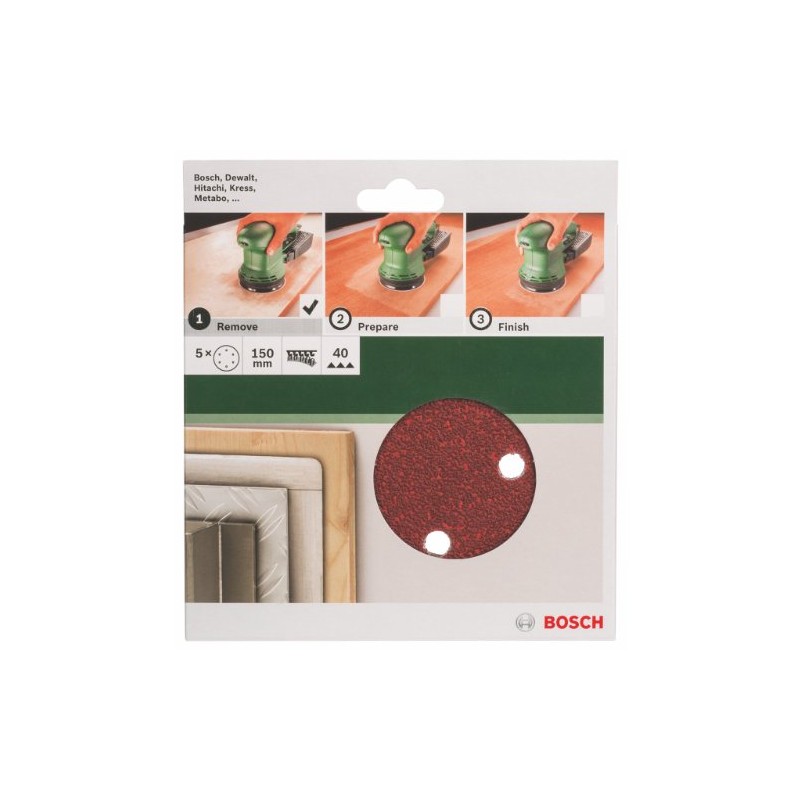 Bosch 2609256A29 Sanding Sheet Set for Random Orbit Sanders (5-Piece)
