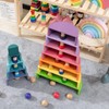 MERRYHEART Wooden Rainbow Semicircle Stacker Toys, 11Pcs Semicircle Pastel Rainbow