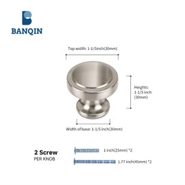 Banqin 10 Pack Brushed Nickel Cabinet Knobs Dresser Drawer Knobs Round Silver Cabinet Hardware for Dresser Bathroom Satin Nickel Handles