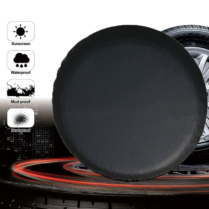 16" Spare Wheel Tire Cover Black Soft Leather Wheel Cover