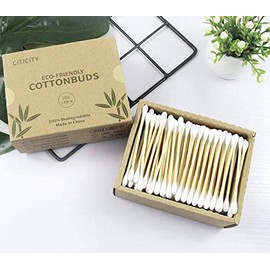 200 Hisopos de Bamboo con almohadillas de algodón 100% Biodegradables. Eco-Friendly