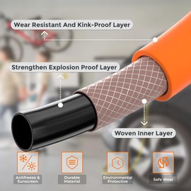 Giraffe Tools Hybrid Lead-in Air Hose, 3/8 inch x 6 ft, 1/4 in. MNPT Fittings, 300 PSI Heavy Duty, Lightweight Air Compressor Hose Short