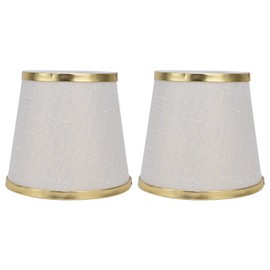 2PCS Fabric Lampshade European Style Lamp Shade for E14 Screw Chandelier Wall Lamp Beige White Gold Edging