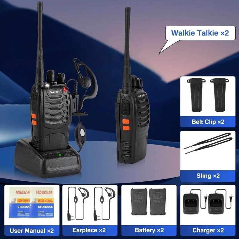 all-in-one_emporium Long Range Walkie Talkie 2 Set 50 Mile Two