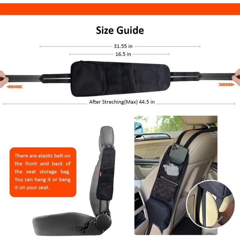 CCR Technology Black Front Seat Side Storage Hanging Mesh Pocket