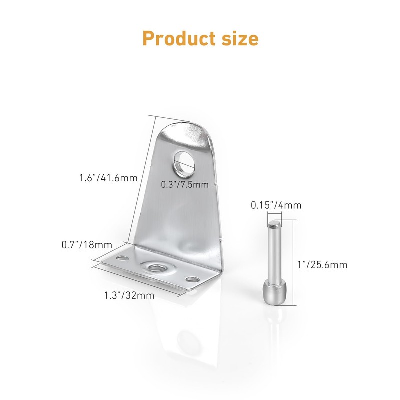 2" Metal Hold Down Brackets with Pins, Blind Brackets Bottom