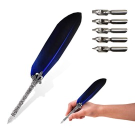 Nib Calligraphy Nib, Handmade Dip Pen, Nib Ink, Vintage Quill Dip Quill Pen Writing Ink, Vintage Feather Pen Ink Set, Antique Nib Calligraphy Pen, Blue