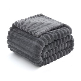 MIULEE Cuddly Blanket, Fluffy Blanket, Fleece Blanket, Flannel, Plain Blankets, Couch Blanket, Fluffy Throw, Microfibre Bedspread, Sofa Blanket for Bedroom, 50 x 60 Inches, 125 x 150 cm, Dark Grey