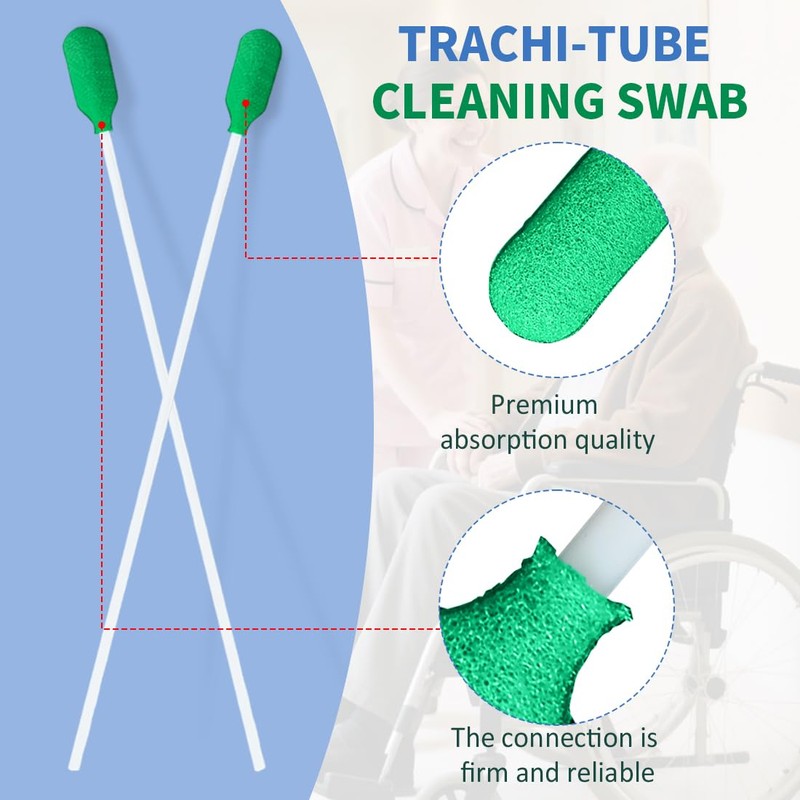 EHUCONELDEX Tracheostomy Cleaning Brushes Trache-Tube Cleaning Swab for Tracheostomy Supplies-100PCS