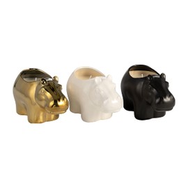 Set of 3 Hippo Shaped Scented Candles - Contemporary 9oz Black, Gold, and White Orange Goji Berry Scented Candle Set for Home or Office Decor - Fun Gift Idea