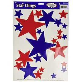 Star Clings (asstd red, white, blue) Party Accessory (1 count) (36/Sh)