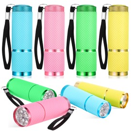 Meng Jiaran 8 Pack Small Torch, Mini Torches Led Super Bright with 9 LEDs,Multicolor Kids Torch with Lanyard,Pocket Flashlight with Rubber Grip for Camping Hiking Outdoors Gift