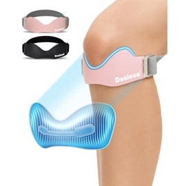 Dualeco Patella Tendon Knee Strap with 3D Cushion, Upgraded V Shaped Knee Support for Women, Anti-Slip Knee Brace for Running/Gym/Weight Lifting, Patellar Strap for Meniscus Tear/Arthritis 1PCS Pink