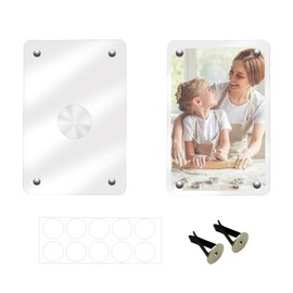 HINGTAI 2Pcs Car Photo Holders Picture Frame Clip Magnetic Acrylic Display Horizontal Vertical Automotive Interior Accessories fit for Polaroid Size 3.5 x 2.4 inch Dashboard Vent