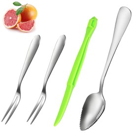 CALLYSONIC Grapefruit Spoon, Set of 4, Kiwi Spoon, Grapefruit Spoon, Grapefruit Utensil Set, Dishwasher Safe, Stainless Steel Grapefruit Spoon for Apple, Pear, Citrus Fruits