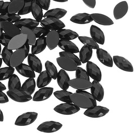 PATIKIL Marquise Gems, 300 Pcs 8x4mm Acrylic Rhinestones Flat Back Navette Horse Eye Crystal Gems for Jewelry Making DIY Craft, Black