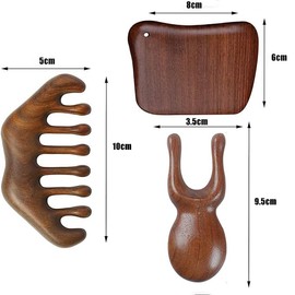Miupoo Wood Gua Sha Scraping Facial Massage Set Tools,Guasha Board Face Massager,Head Scratcher, self Care Gifts,Wood Therapy Massage Tools,3 Pieces