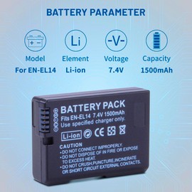 2-Pack EN-EL14 EN-EL14a Batteries with USB-C Dual Charger for Nikon D3100 D3200 D3300 D3400 D3500 D5100 D5200 D5300 D5500 D5600 DF Coolpix P7000 P7100 P7700 P7800 Cameras