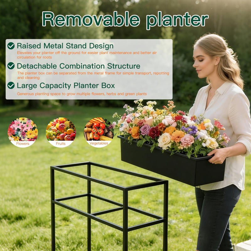Small Raised Garden Bed with Legs Large Planters 2.45×1.35×0.66ft
