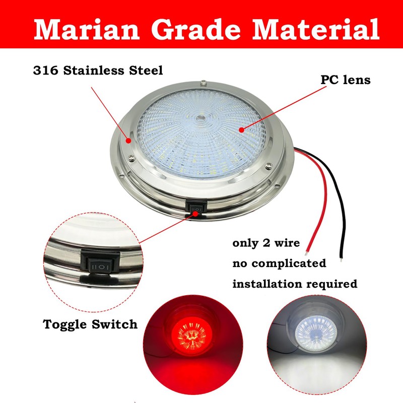 SMIXCTEK Marine Boat Dome Light, Dual Color 5.5" 12V LED